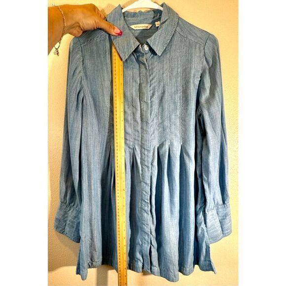 Soft Surroundings Denim Chambray Beachy Coastal Button Front Tunic Top XS - Picture 7 of 10